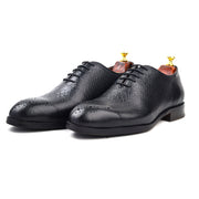 mens black whole cut crust leather formal shoes business & casual party wear Leather shoes Feetique Footwea
